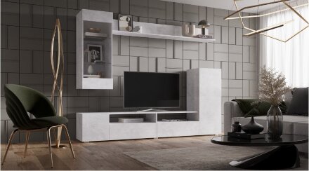 Шкаф со стеклом Даллас, Цемент светлый 